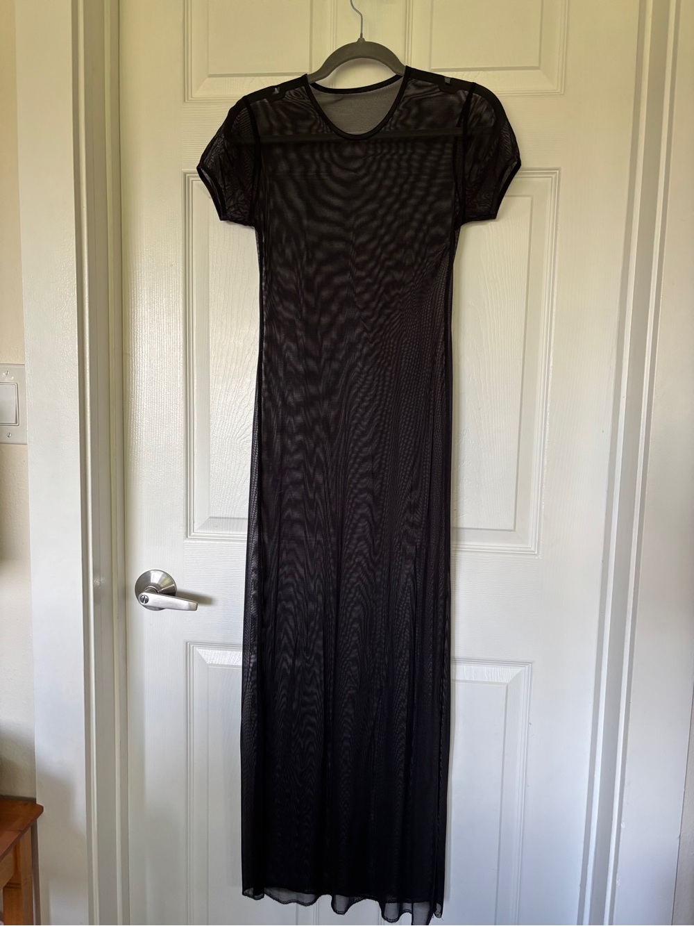 Sheer Black Short-Sleeve Maxi Dress